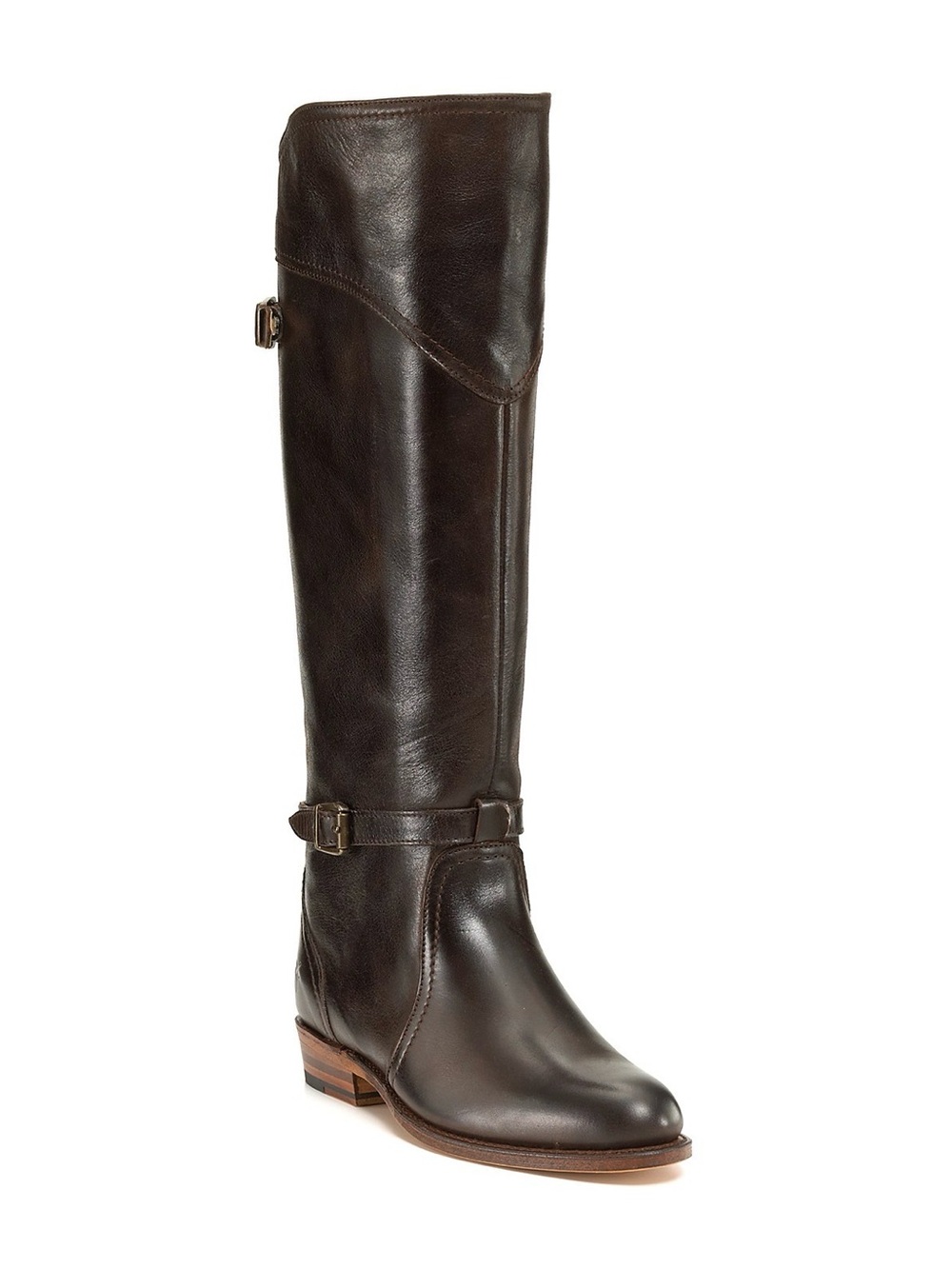 Frye “Dorado” Riding Boots - Tall Buckle Over-The-Knee - Dark Brown 5 1/2